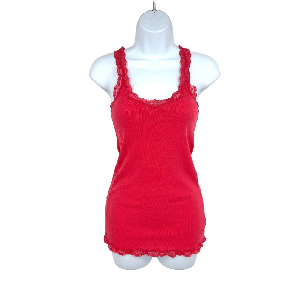 American Eagle‎ Ribbed Lace Tank Top Camisole Long Elena Gilbert Womens Medium